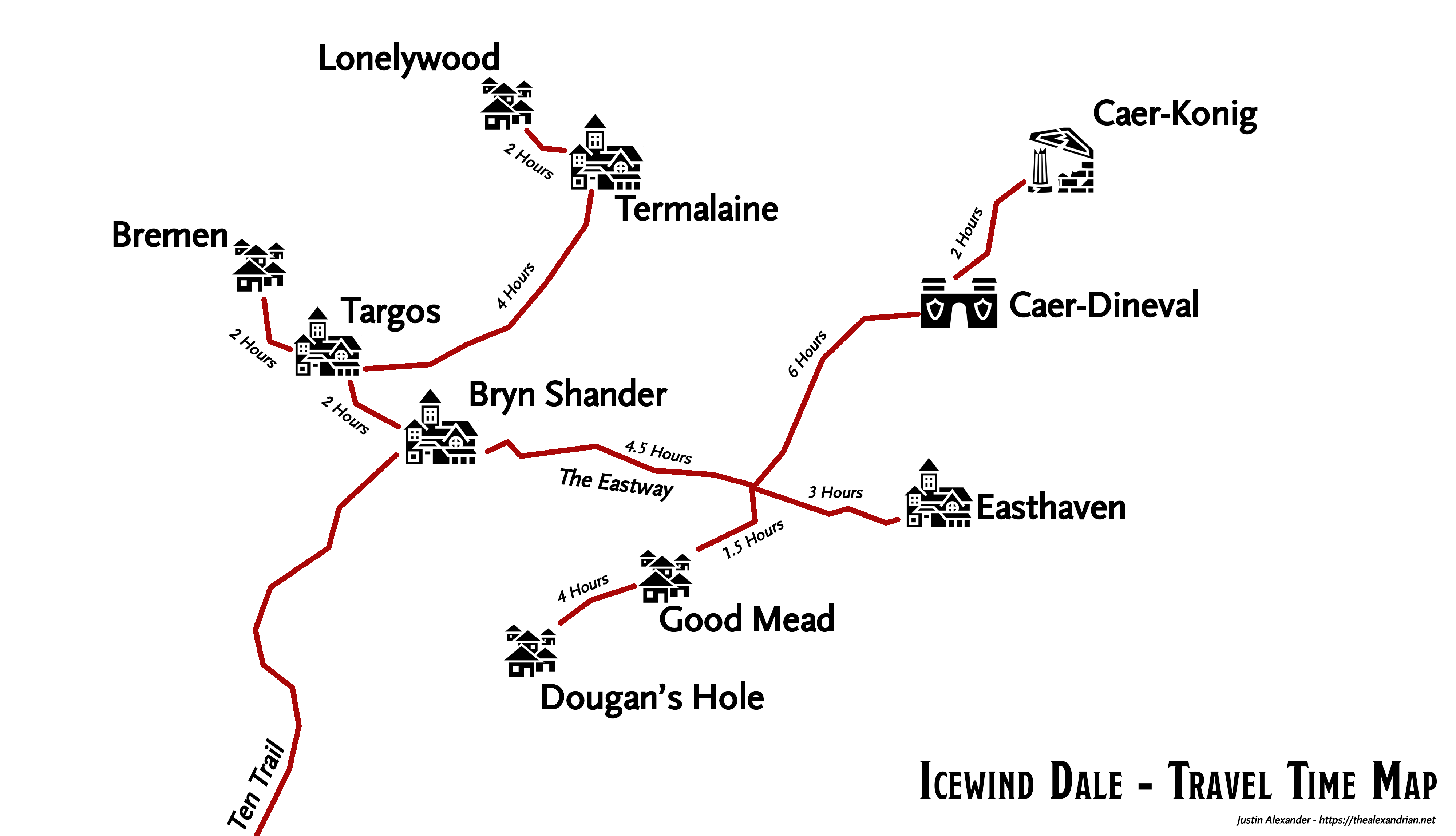 Icewind Dale - Travel Time Map