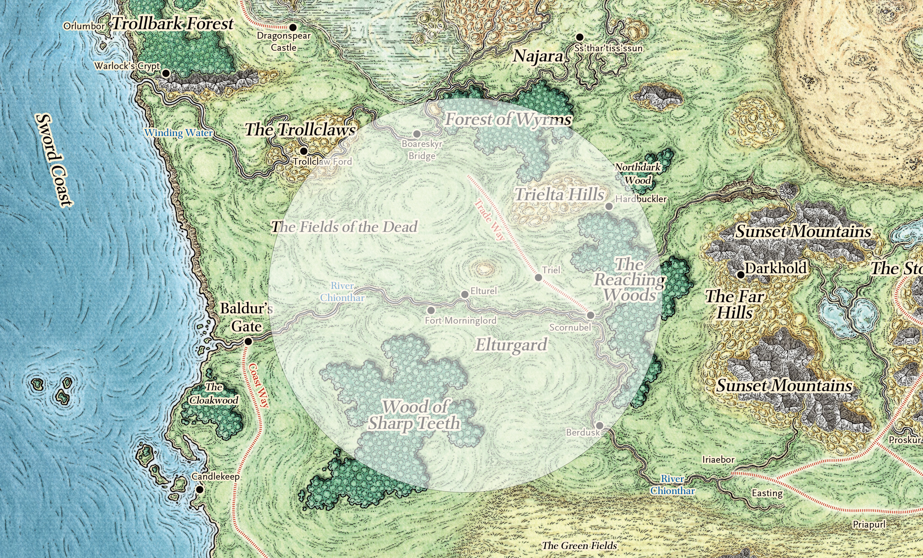Map of Faerun - Elturel's Shield / Light of the Companion