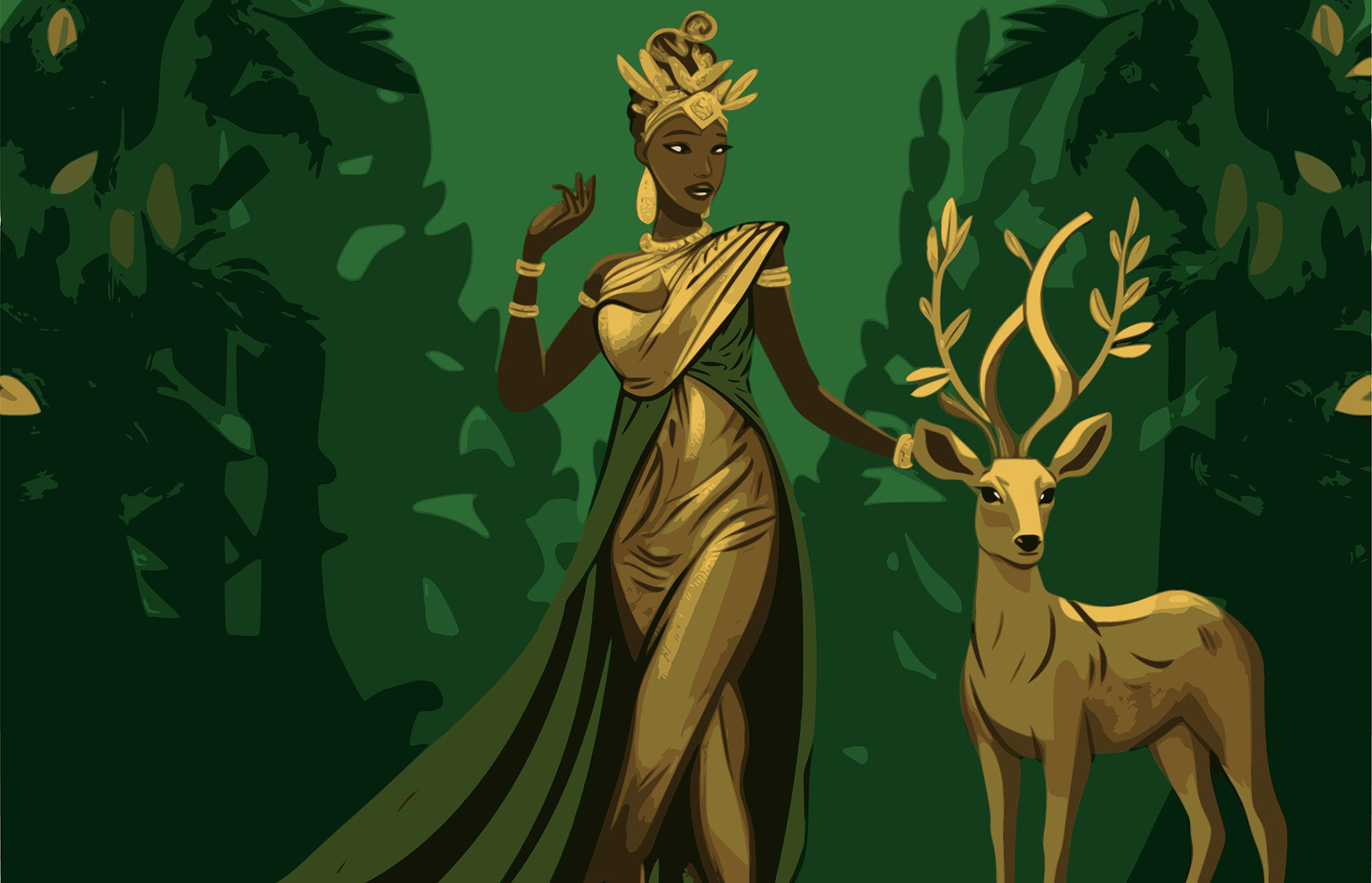 Artemis in Golden Dress - annne
