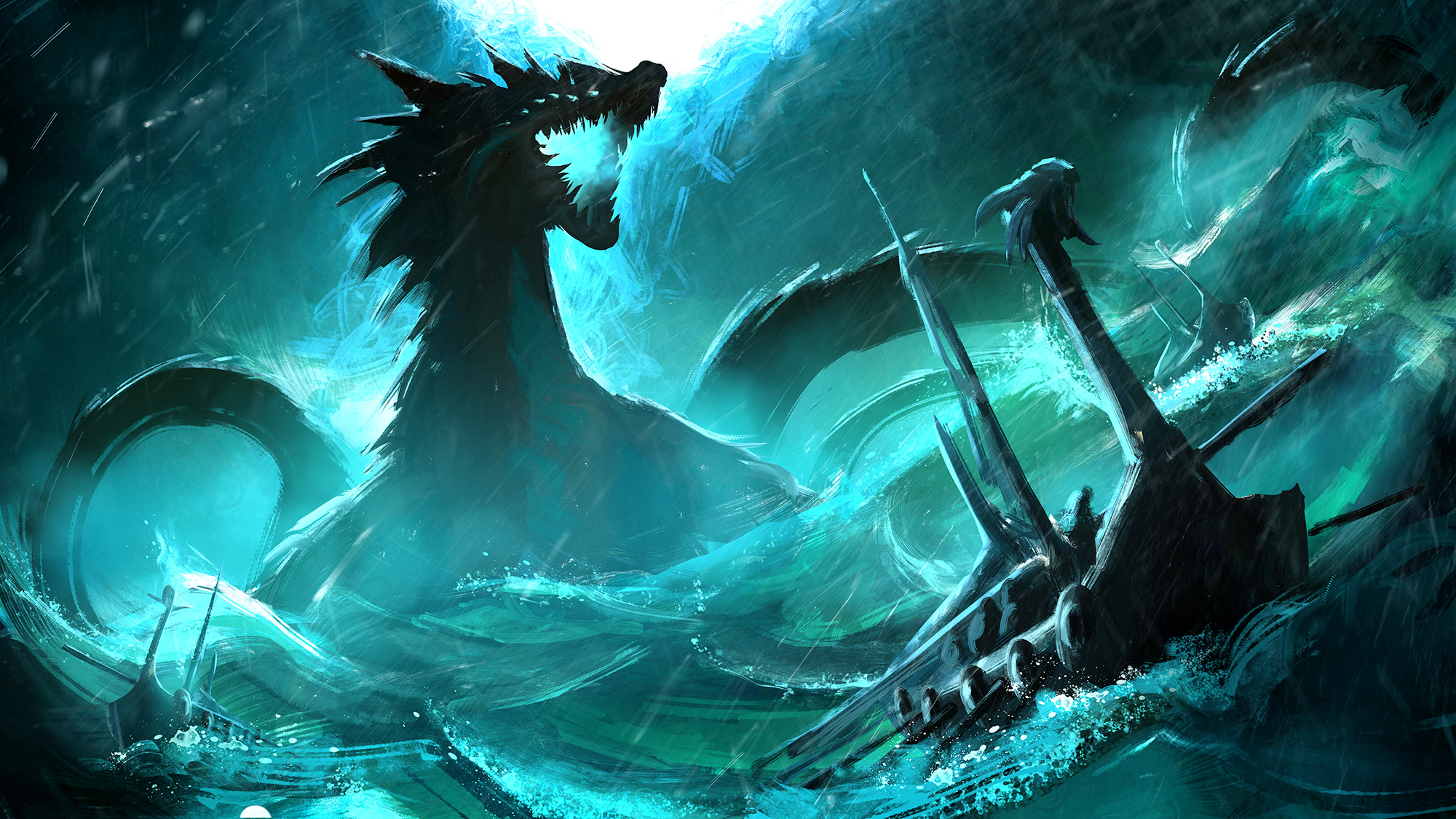 Dragon in the Blue Night Sea - warmtail