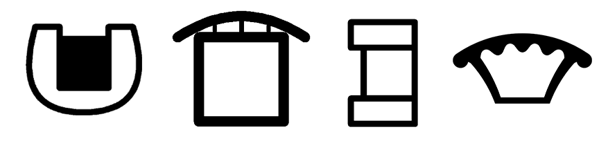 Map symbols depicting four different styles of chairs.