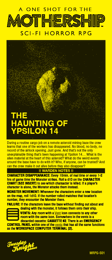 Cover of The Haunting of Ypsilon-14, a One Shot for the MOTHERSHIP Sci-Fi Horror RPG