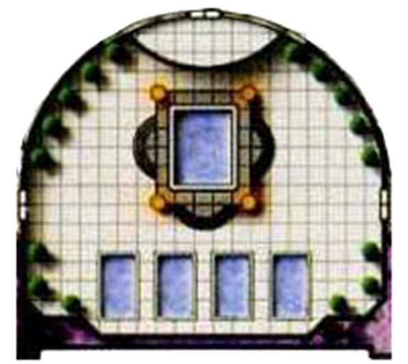 Portion of a map of Porphyry House, depicting a large, luxurious chamber