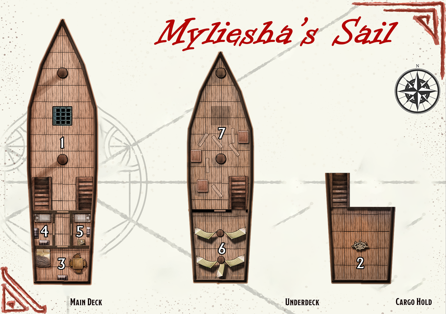 Myliesha's Sail - Map of the Ship