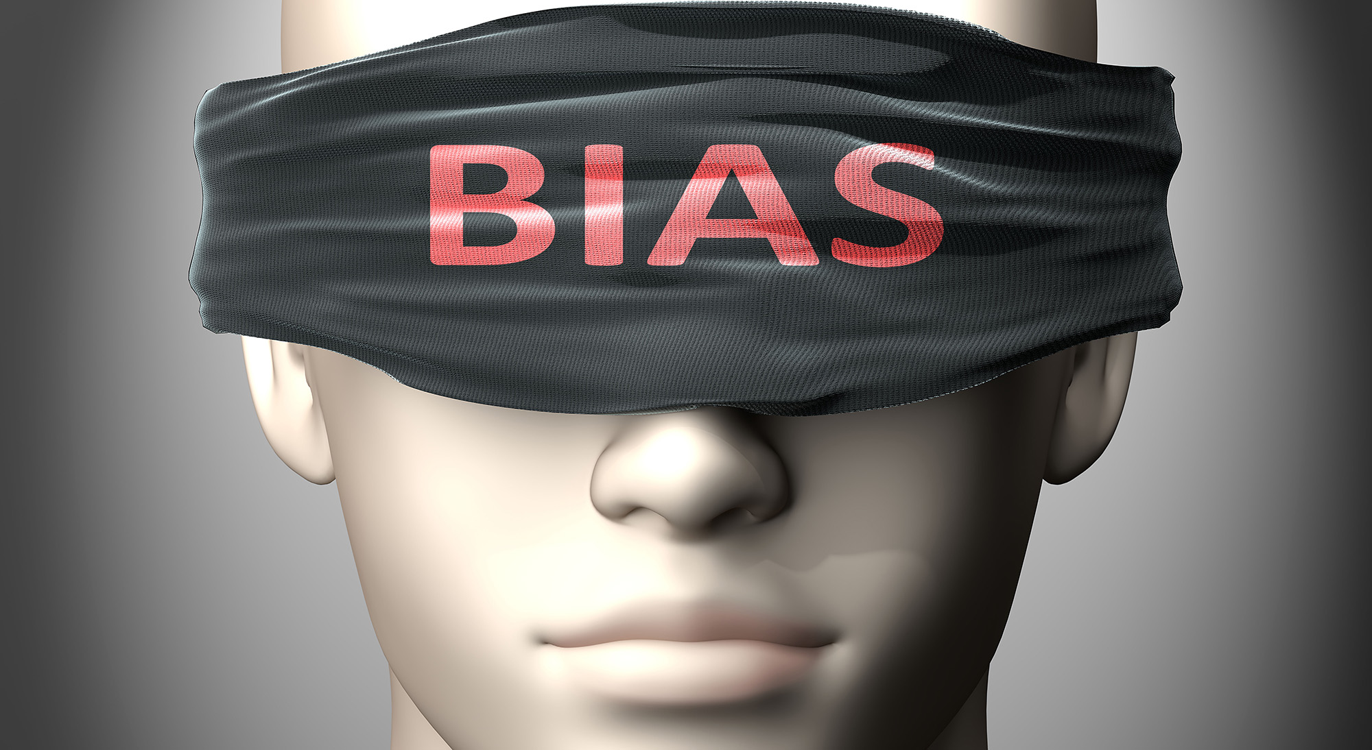 Bias portrayed as a blindfolded person.